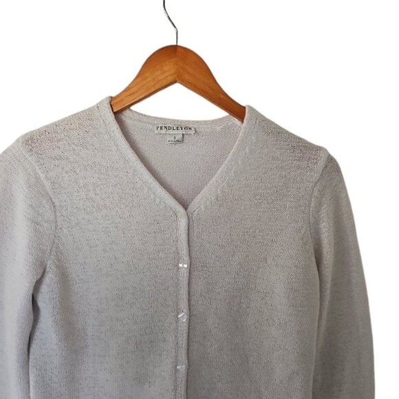 Pendleton White Cotton Blend Cardigan V-Neck Sweater Womens S Small Button Front - Picture 8 of 12